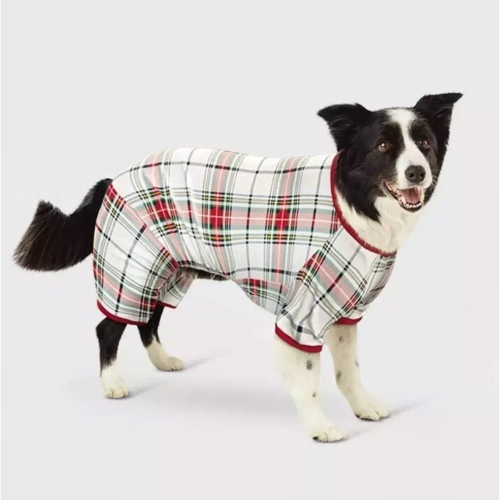 Wondershop Flannel Pajama Dog Medium Multicolor New Tartan Plaid Christmas